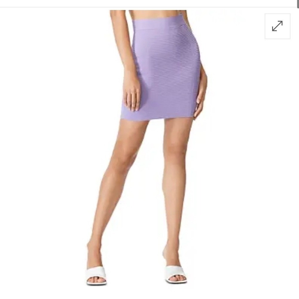 Herve Leger Paris Ottoman Mini Skirt Small Purple Ribbed Bandage Bodycon